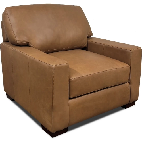 9950 Accent Armchair in Poncho Camel Brown Top Grain Leather